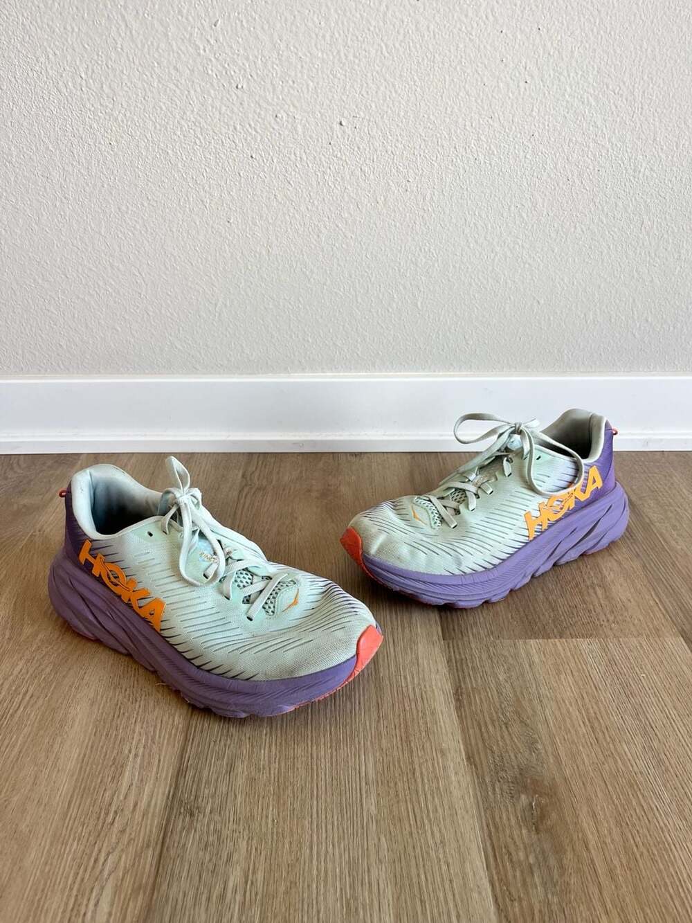 Hoka, Rincon 3, Women's Running/Walking Fashion Sneaker, Purple/Mint 9B